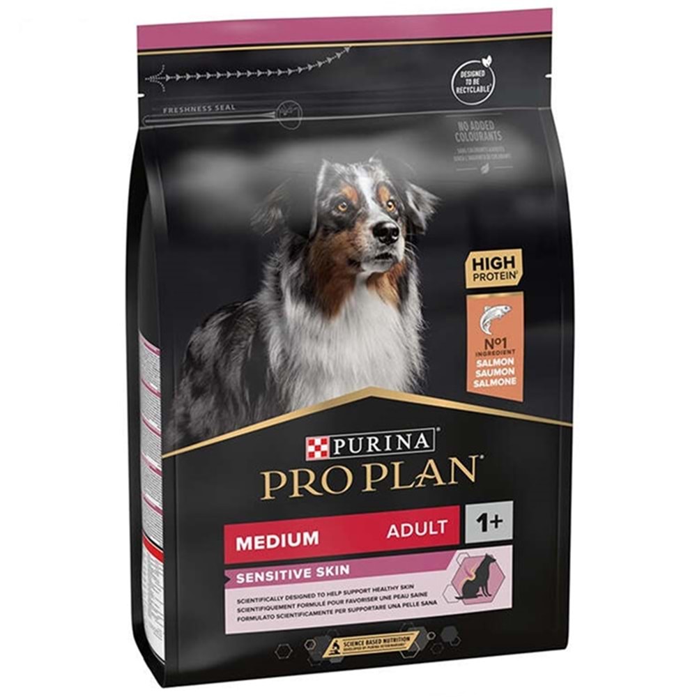 Pro Plan Adult Medium Sensitive Skin Salmon Somonlu Orta Irk Yetişkin Köpek Maması 3 Kg