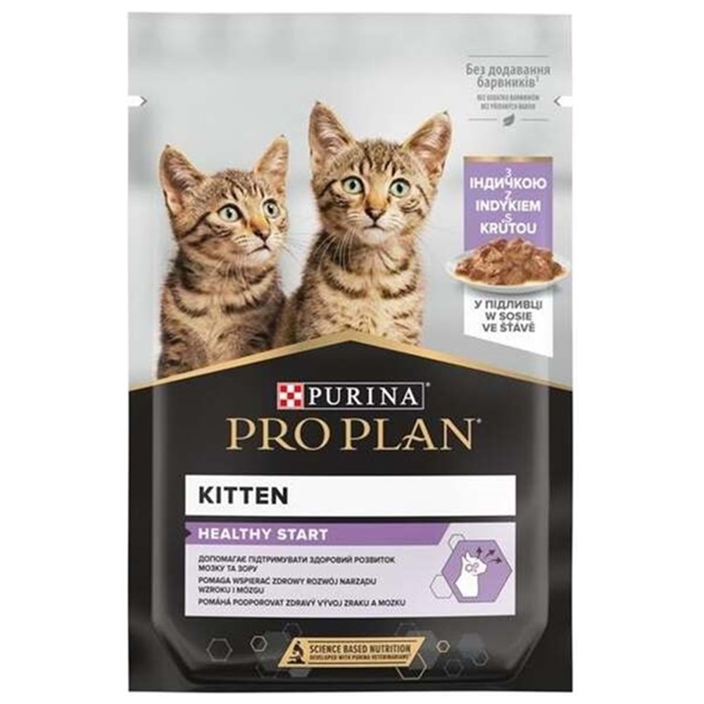 Pro Plan Pouch Kitten Healthy Start Turkey Sos İçinde Hindi Etli Yavru Kedi Yaş Maması 85 Gr