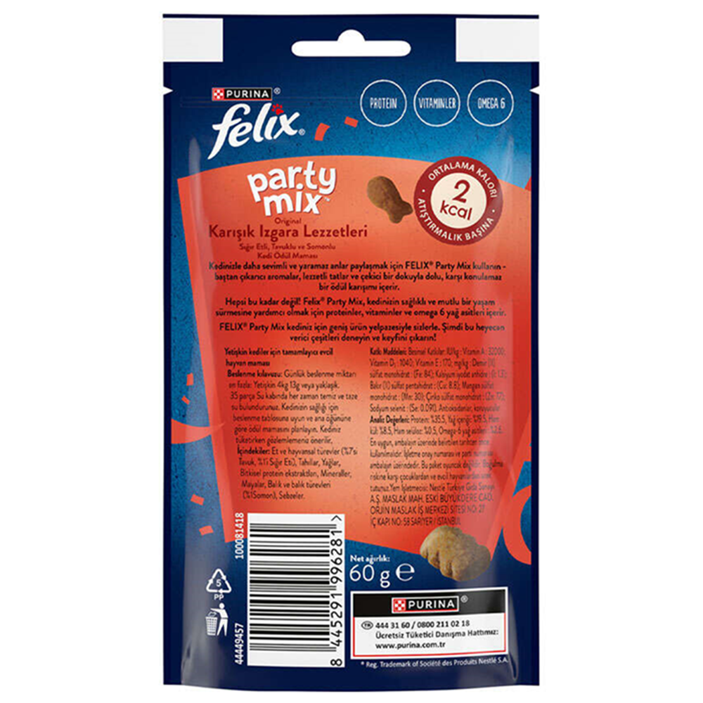 Felix Party Mix Karışık Izgara Lezzetleri Kedi Ödülü 60 Gr