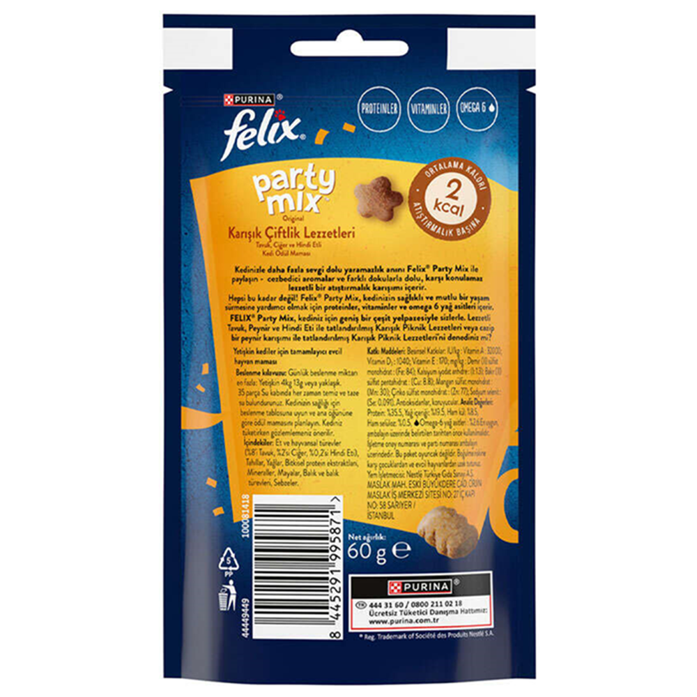 Felix Party Mix Karışık Çiftlik Lezzetleri Kedi Ödülü 60 Gr