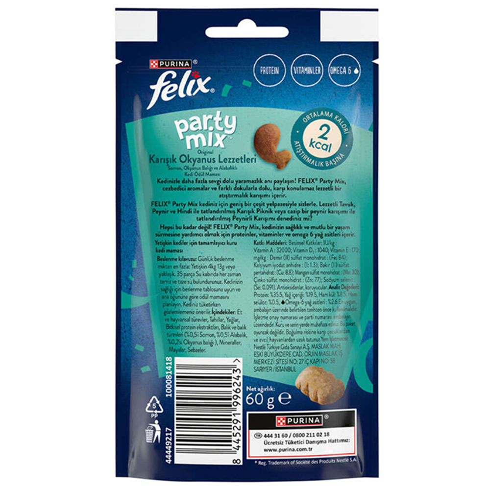 Felix Party Mix Karışık Okyanus Lezzetleri Kedi Ödülü 60 Gr