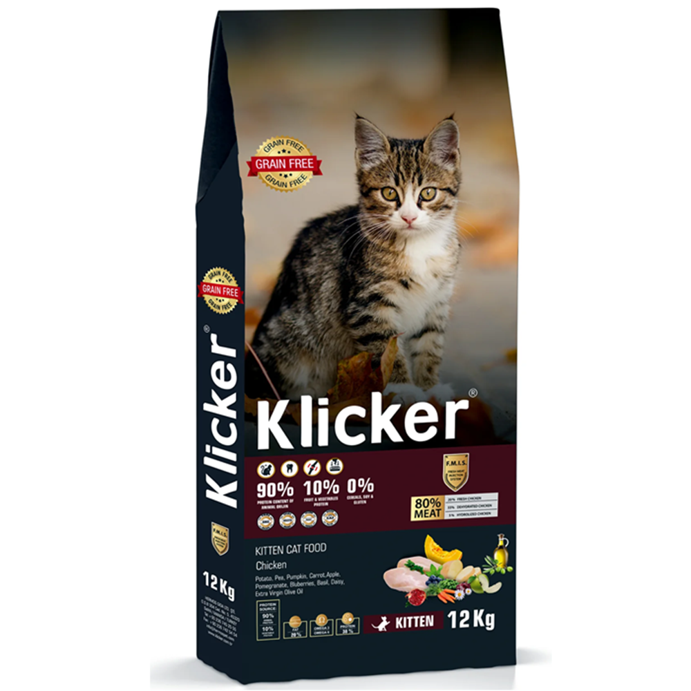 Klicker Kitten Cat Food With Chicken Tavuklu Yavru Kedi Maması 12 Kg