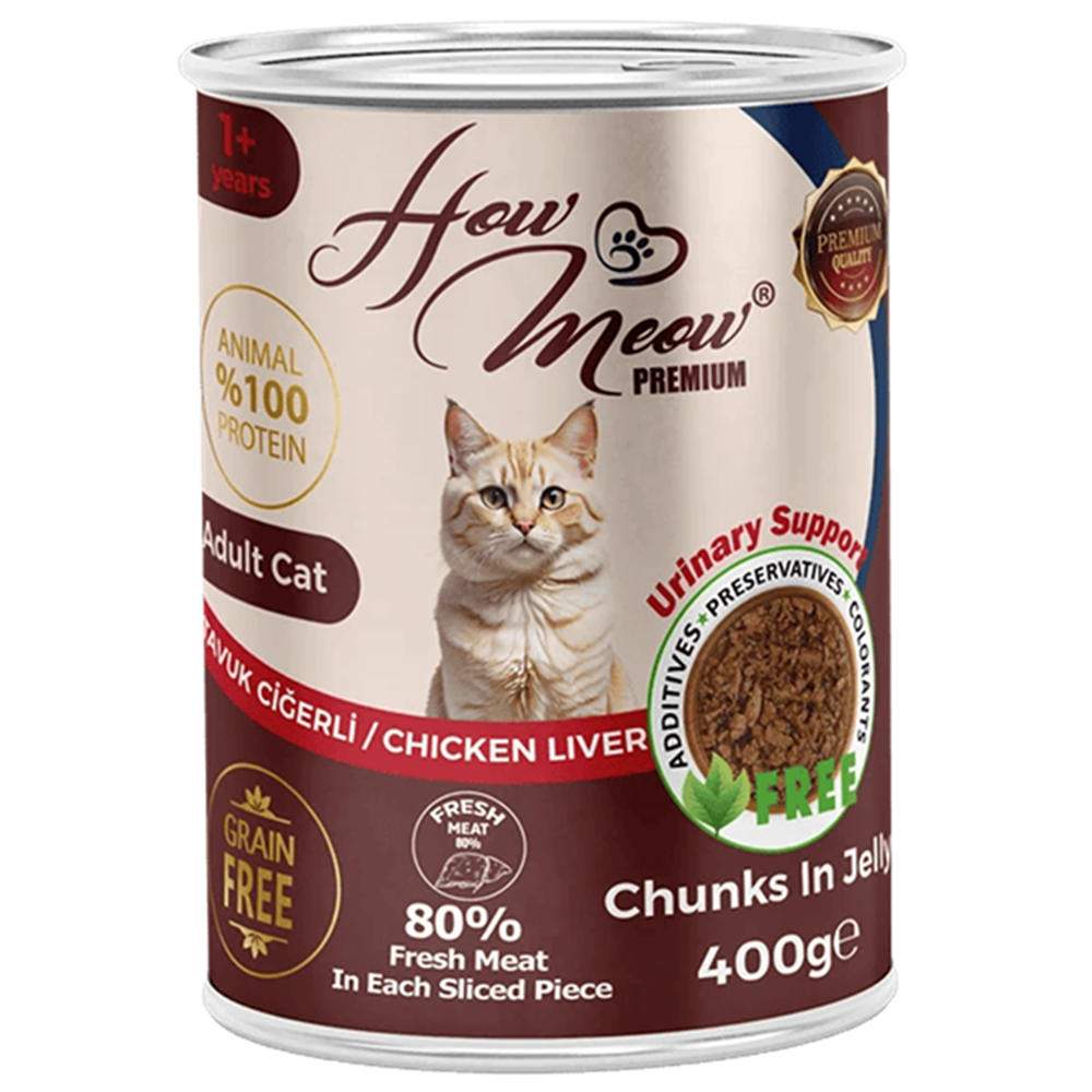 How Meow Adult Chicken Liver Tavuk Ciğerli Tahılsız Yetişkin Kedi Konservesi 400 Gr