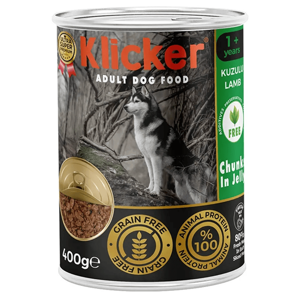 Klicker Adult Lamb Kuzulu Tahılsız Yetişkin Köpek Konservesi 400 Gr