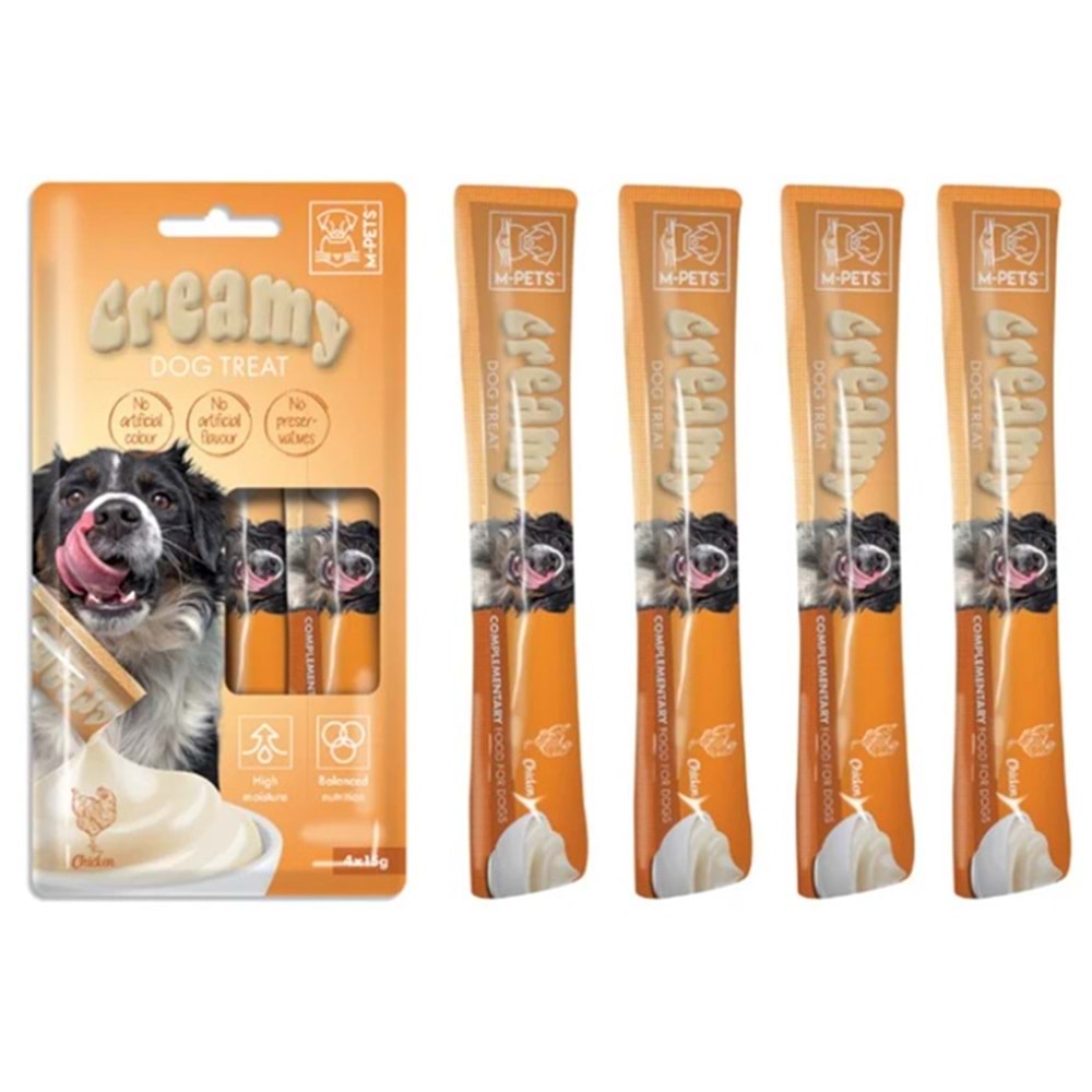 M-Pets Creamy Dog Treat Chicken Tavuk Etli Köpek Ödülü 4x15 Gr