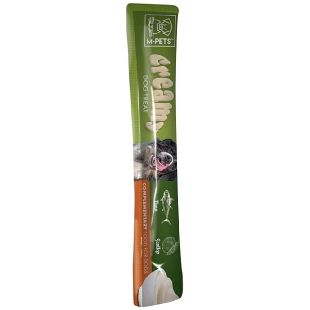 M-Pets Creamy Dog Treat Ton Balıklı ve Deniz Taraklı Köpek Ödülü 4x15 Gr