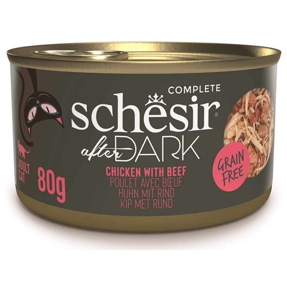 Schesir After Dark Velvet Tavuk ve Sığır Etli Tahılsız Et Suyunda Kedi Konservesi 80 Gr