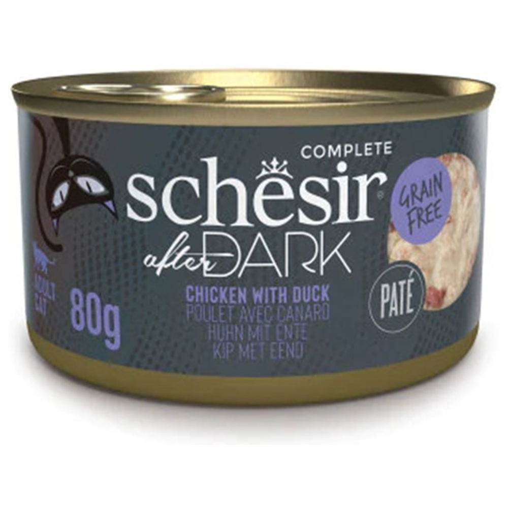 Schesir After Dark Velvet Pate Tavuk ve Ördek Etli Tahılsız Kıyılmış Kedi Konservesi 80 Gr