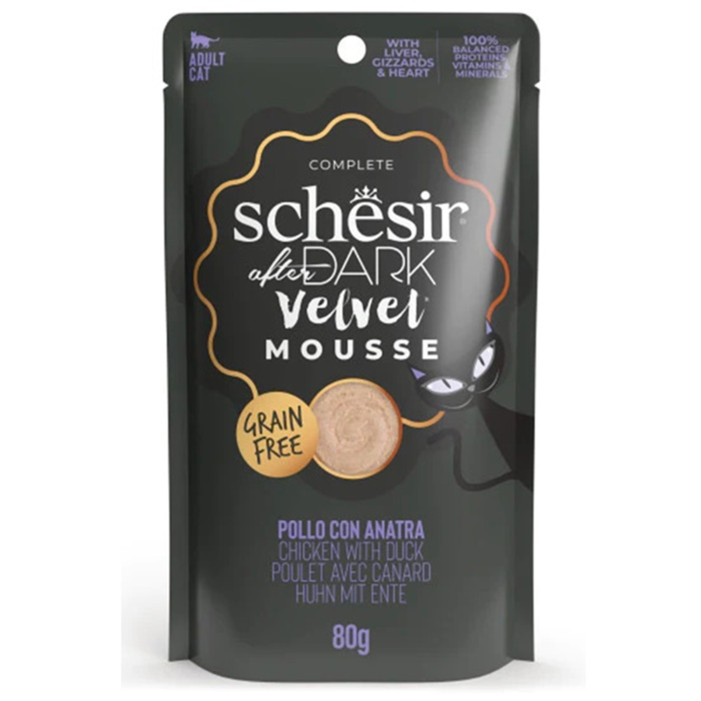 Schesir After Dark Velvet Mousse Tavuk ve Ördek Etli Tahılsız Kedi Yaş Maması 80 Gr