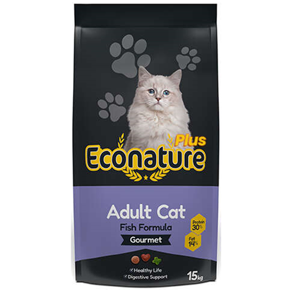 Econature Plus Adult Cat Gourmet Fish Formula Renkli Balıklı Yetişkin Kedi Maması 15 Kg