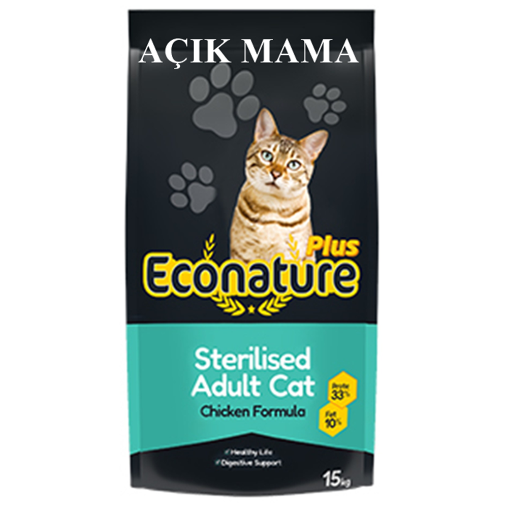 Econature Plus Sterilised Adult Cat Chicken Formula Tavuklu Kısır Açık Kedi Maması 500 Gr
