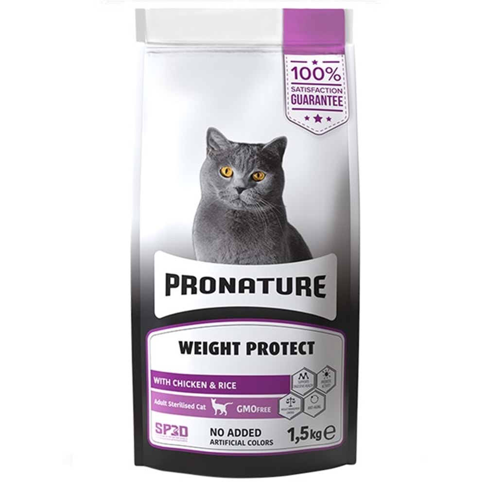 Pronature Weight Protect Adult Cat Sterilised With Chicken & Rice Tavuk Etli ve Pirinçli Kısırlaştırılmış Kedi Maması (1,5 Kg)