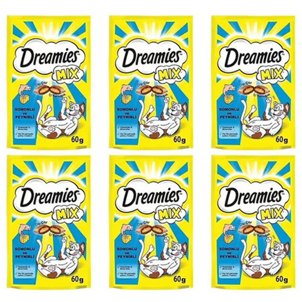 Dreamies Mix Salmon Cheese Somonlu ve Peynirli Kedi Ödül Maması 6x60 Gr