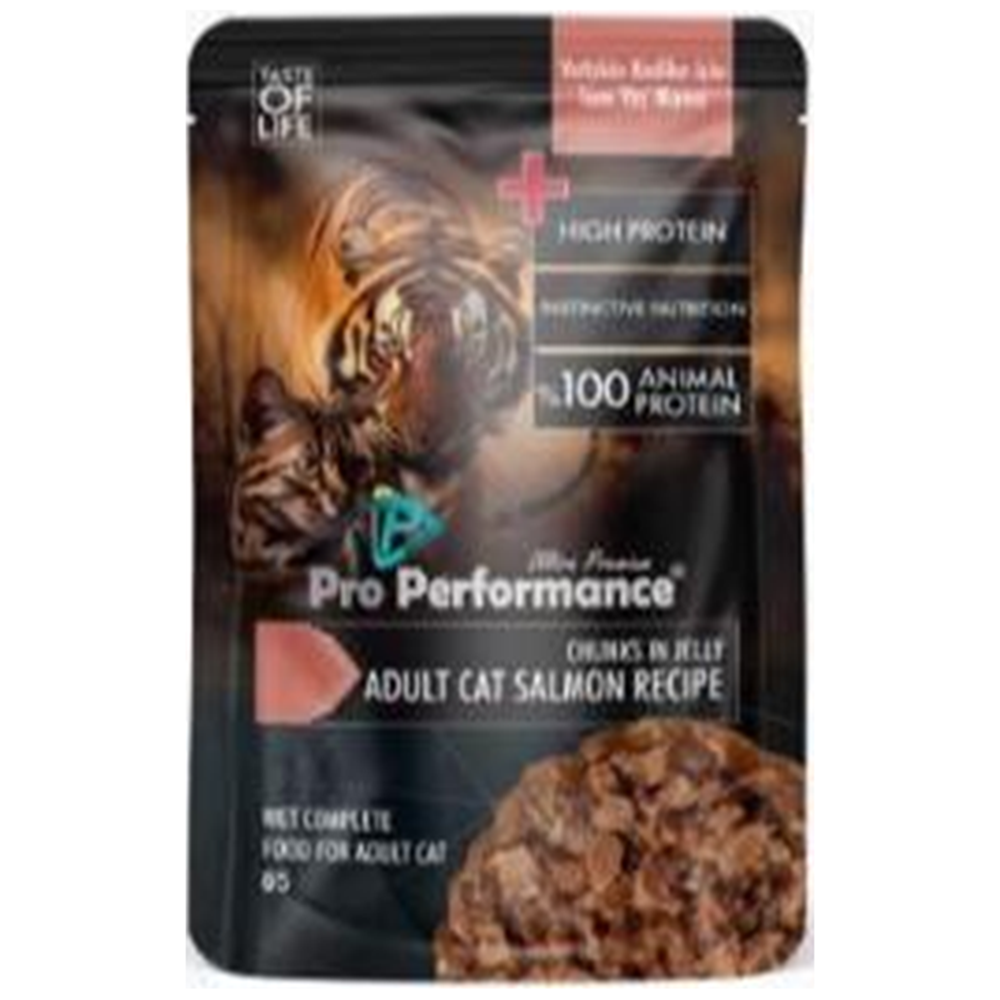 Pro Performance Pouch Adult Salmon Recipe Chunk In Jelly Somonlu Yetişkin Kedi Yaş Maması 85 Gr