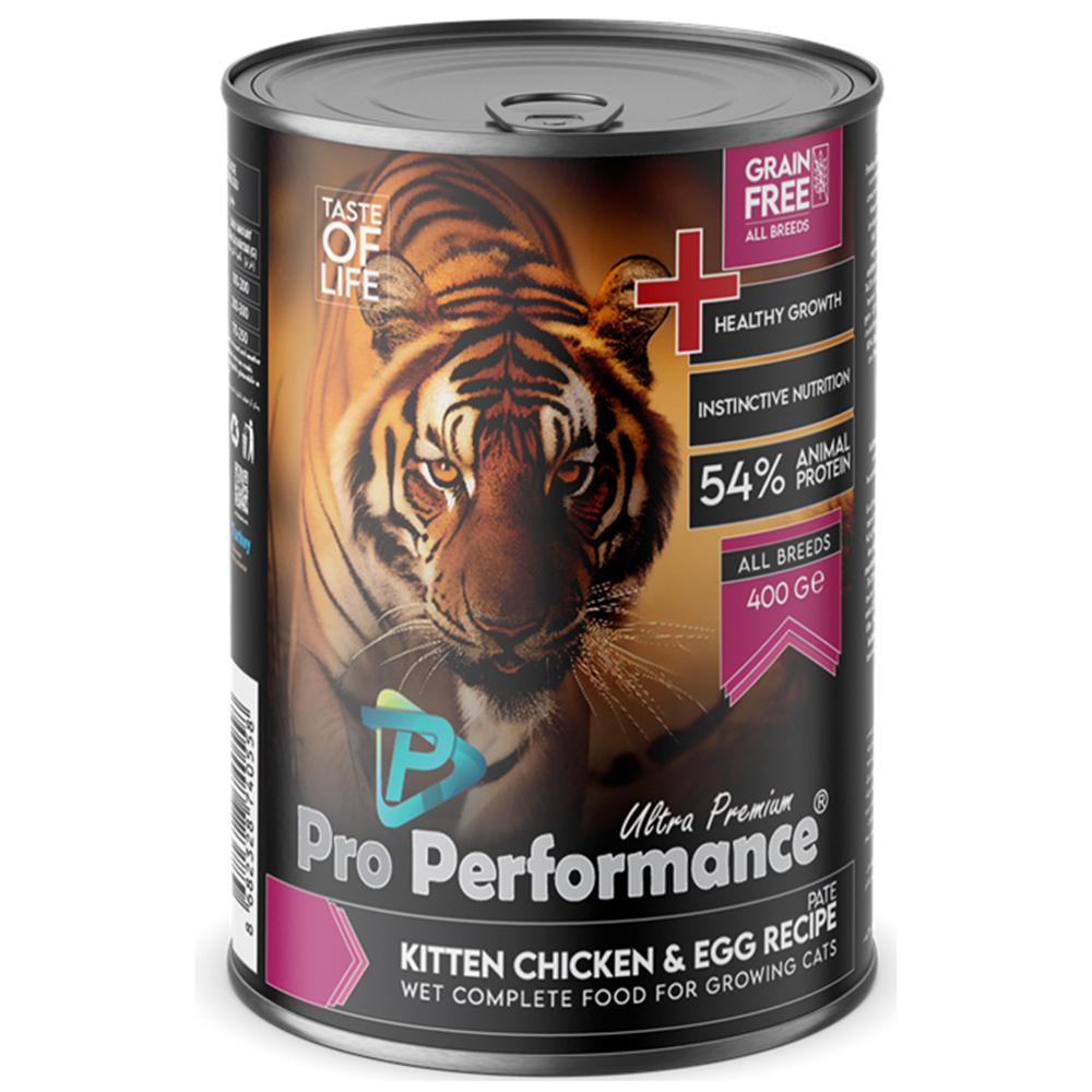 Pro Performance Kitten Chicken & Egg Recipe Chunk In Jelly Tavuklu ve Yumurtalı Yavru Kedi Konservesi 400 Gr