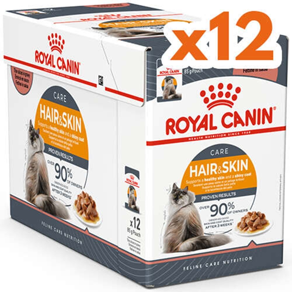 Royal Canin Pouch Care Hair & Skin Gravy Soslu Hassas Tüylü Kedi Yaş Maması 12x85 Gr
