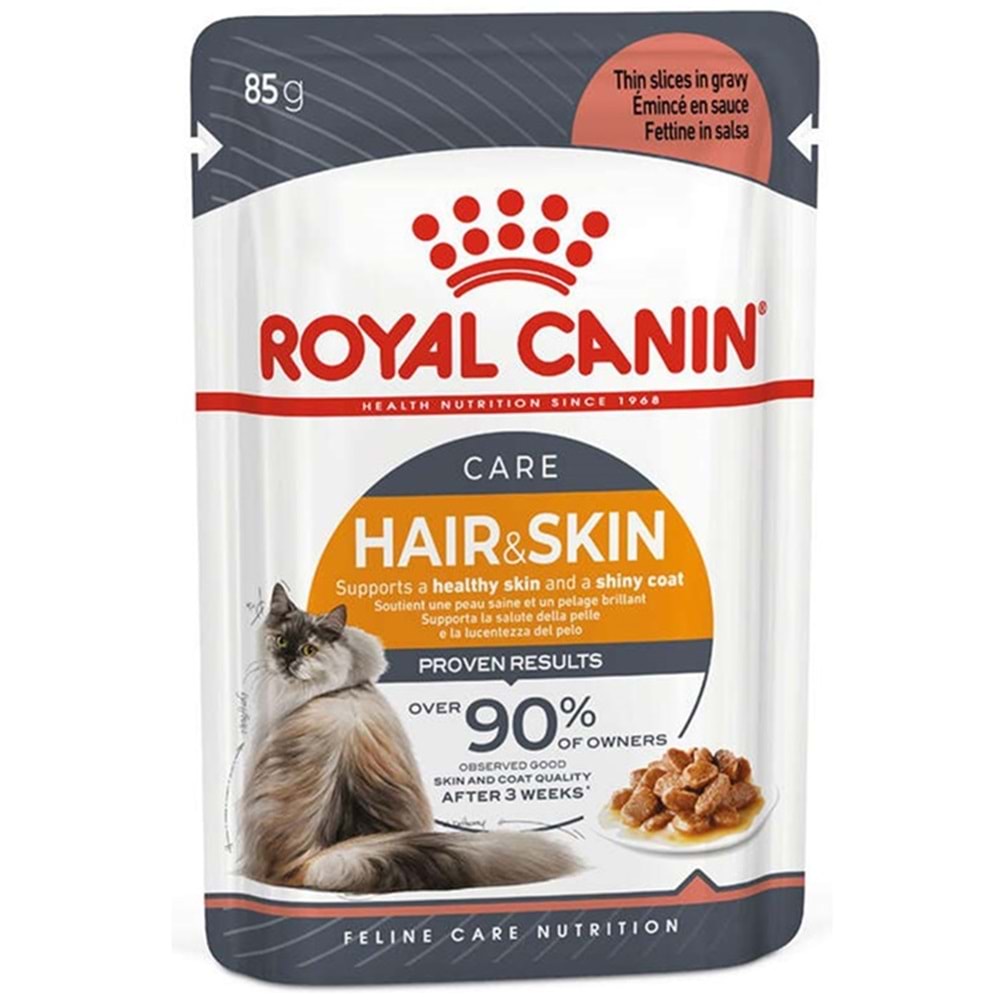 Royal Canin Pouch Care Hair & Skin Gravy Soslu Hassas Tüylü Kedi Yaş Maması 85 Gr