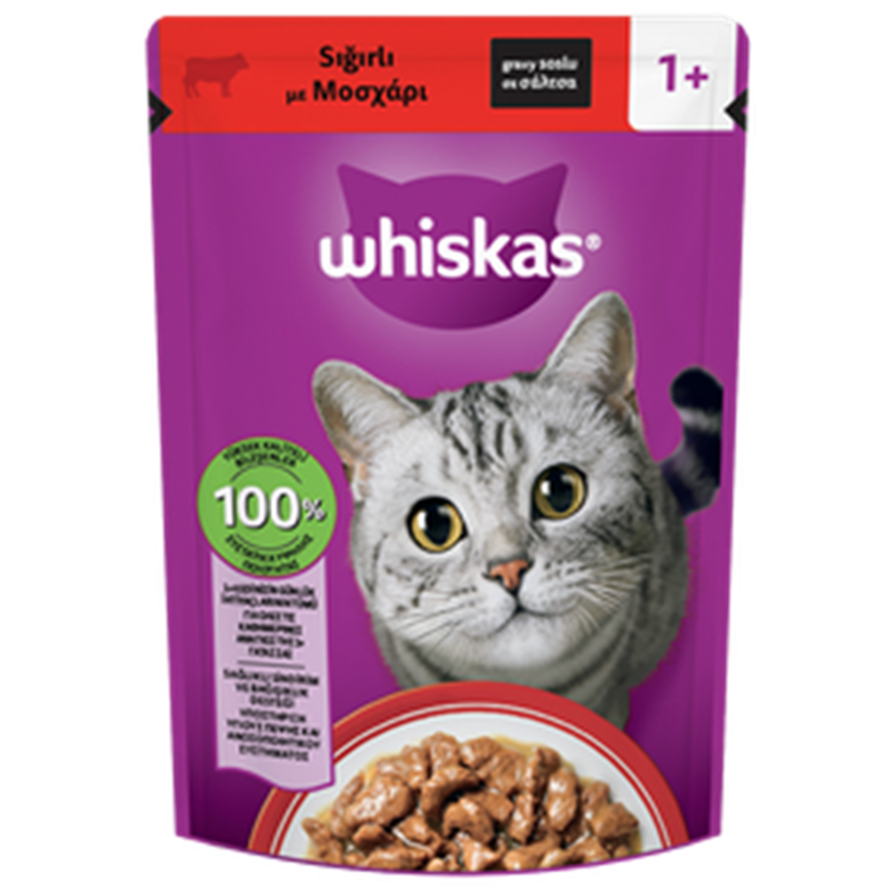 Whiskas Pouch Adult Beef Sos İçinde Sığırlı Yetişkin Kedi Yaş Maması 85 Gr