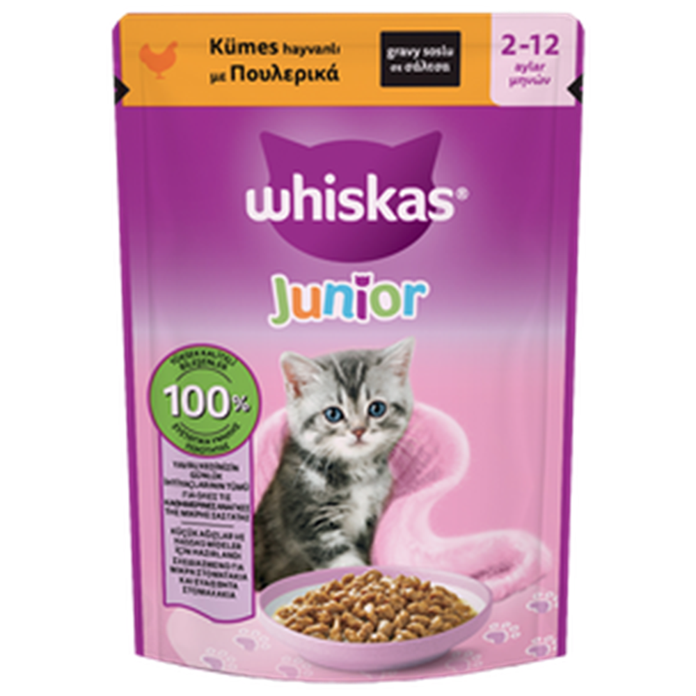 Whiskas Pouch Junior Chicken Sos İçinde Kümes Hayvanlı Yavru Kedi Yaş Maması 85 Gr