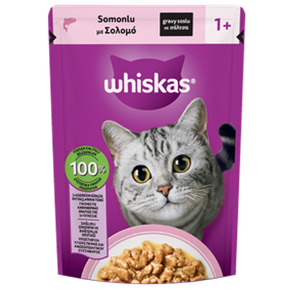 Whiskas Pouch Adult Salmon Sos İçinde Somonlu Yetişkin Kedi Yaş Maması 85 Gr