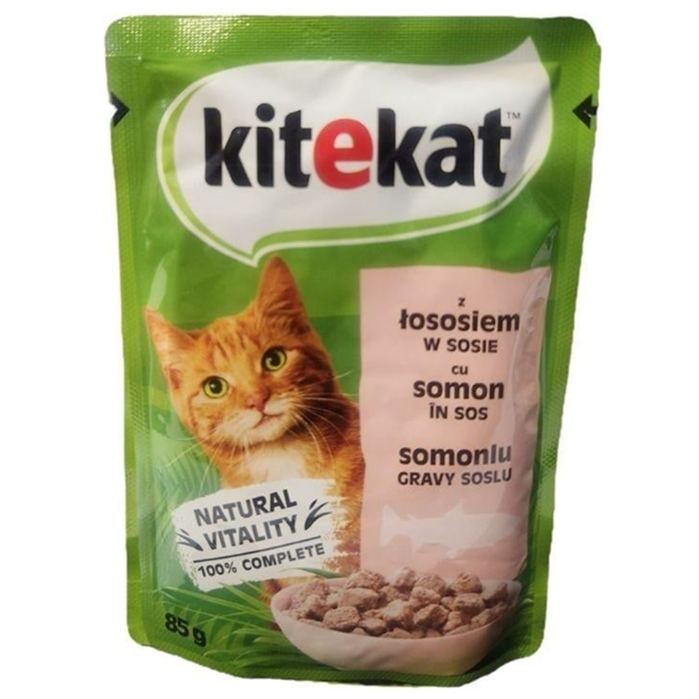 Kitekat Pouch Adult Salmon In Sos Somonlu Gravy Soslu Yetişkin Kedi Yaş Maması 85 Gr