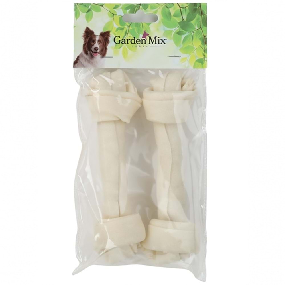 Gardenmix 2'li Beyaz Düğümlü Deri Kemik Köpek Ödülü 7-7,5”