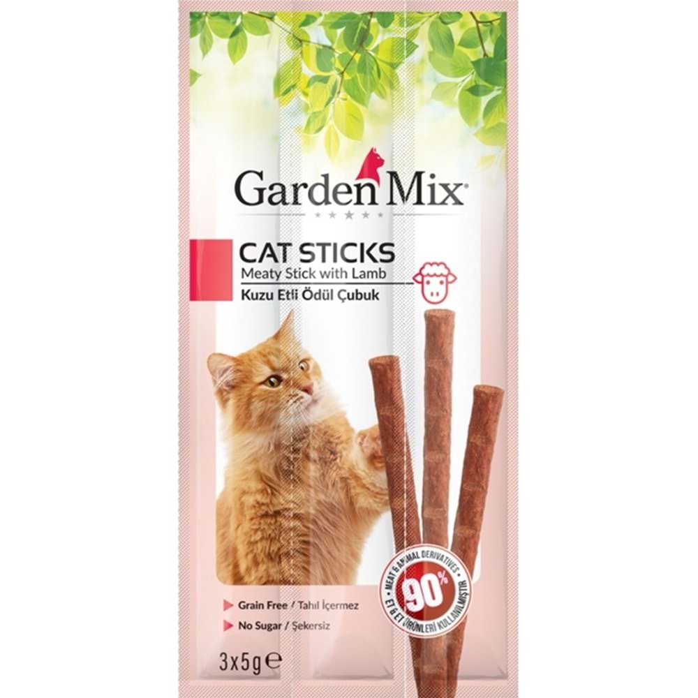 Gardenmix Cat Sticks Kuzu Etli Kedi Ödülü 3x11 Gr