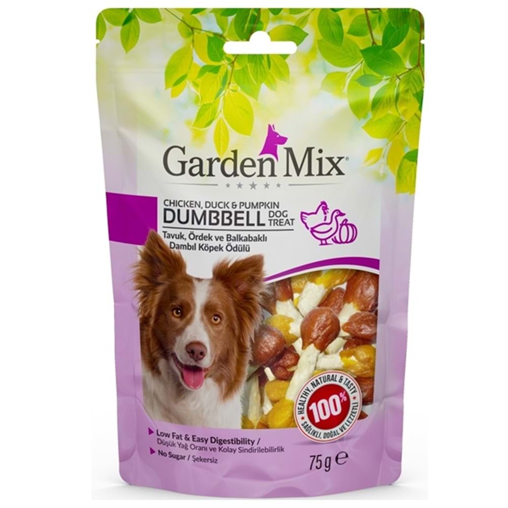 Gardenmix Chicken, Duck & Pumpkin Dumbell Dog Treat Tavuk, Ördek ve Balkabaklı Dambıl Köpek Ödülü 75 Gr