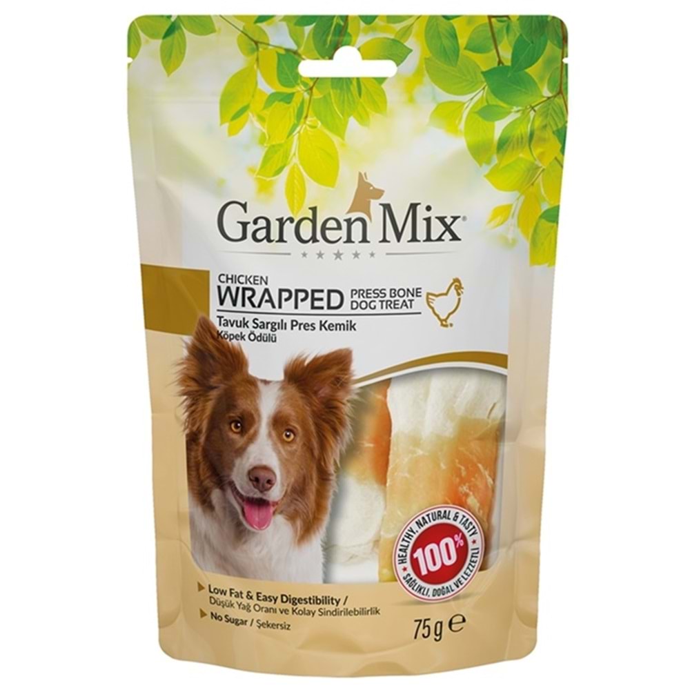 Gardenmix Chicken Wrapped Press Bone Dog Treat Tavuk Sargılı Pres Kemik Köpek Ödülü 75 Gr