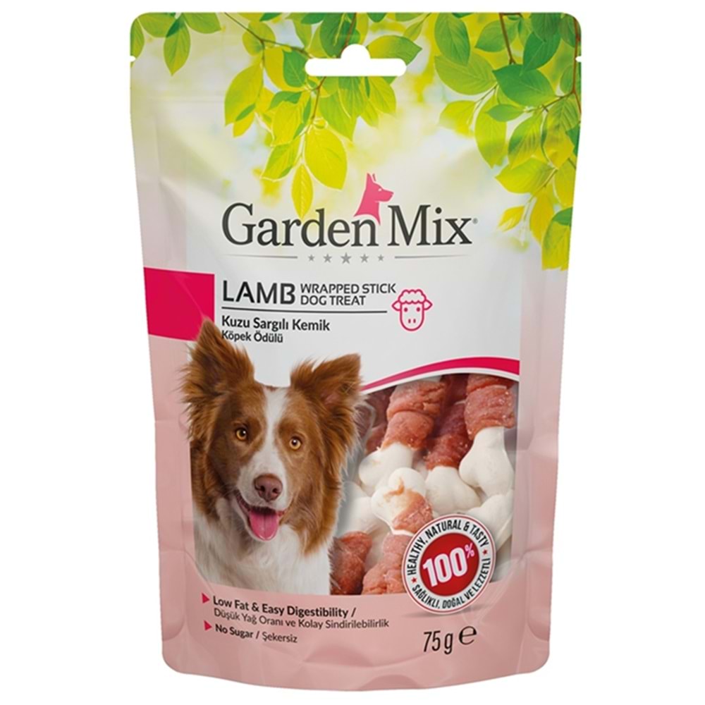 Gardenmix Lamb Wrapped Stick Dog Treat Kuzu Sargılı Kemik Köpek Ödülü 75 Gr