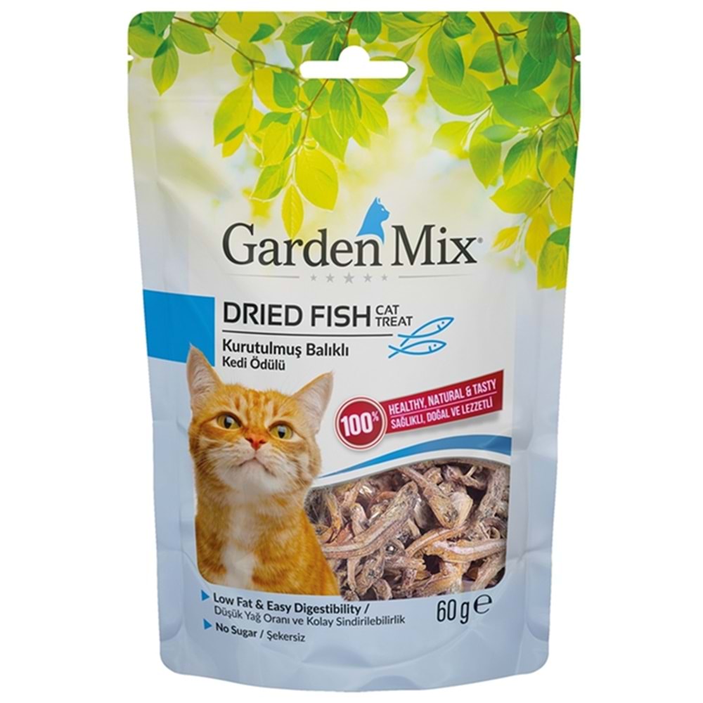 Gardenmix Dried Fish Cat Treat Kurutulmuş Balıklı Kedi Ödülü 60 Gr