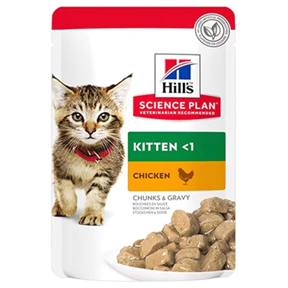 Hills Pouch Kitten With Chicken Chunks & Gravy Tavuk Etli Yavru Kedi Yaş Maması 85 Gr