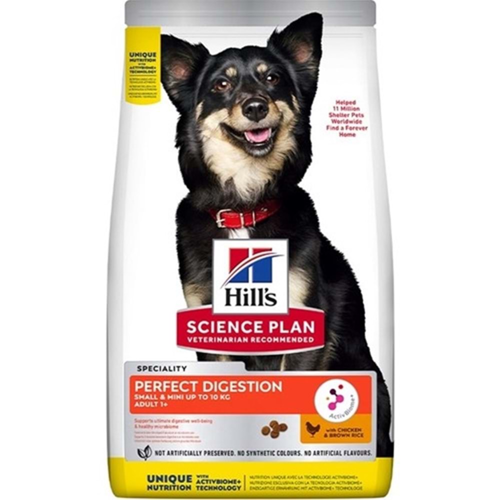 Hills Adult Perfect Digestion With Chicken & Brown Rice Small & Mini Tavuk Etli Ve Pirinçli Küçük Irk Yetişkin Köpek Maması 1,5 Kg