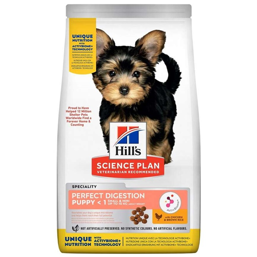 Hills Puppy Perfect Digestion With Chicken Brown Rice Small Mini Tavuk Etli ve Pirinçli Küçük Irk Yavru Köpek Maması 3 Kg