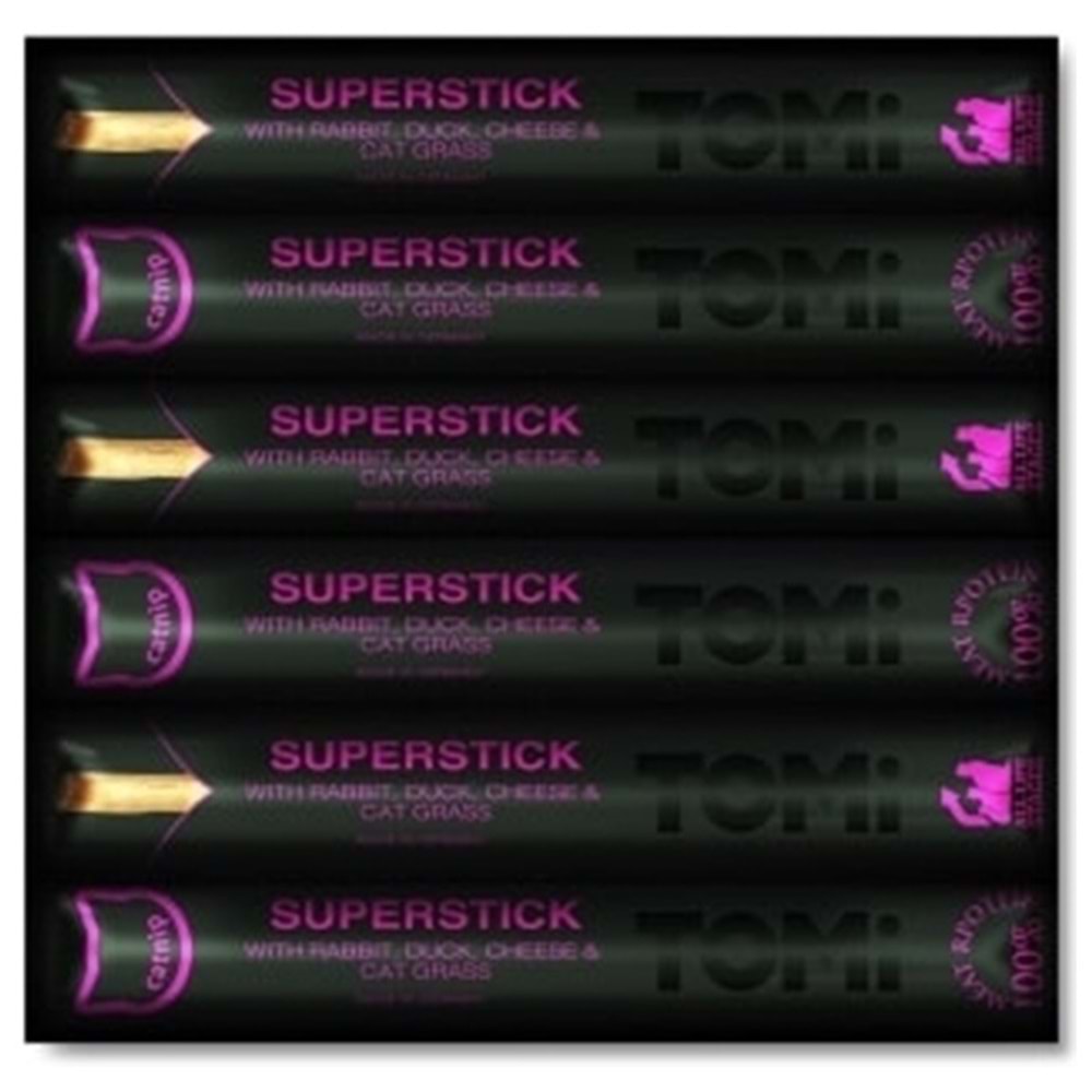 Tomi Sticks With Rabbit, Duck, Cheese & Cat Grass Tavşan, Ördek, Peynir ve Kedi Çimli Kedi Ödül Çubuğu 6x5 Gr