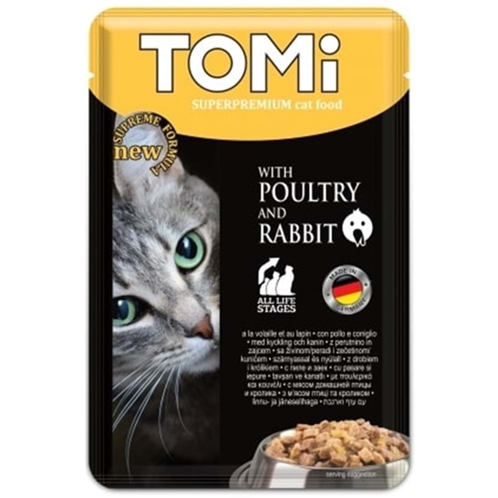 Tomi Pouch With Poultry And Rabbit Kümes Hayvanlı ve Tavşan Etli Kedi Yaş Maması 100 Gr
