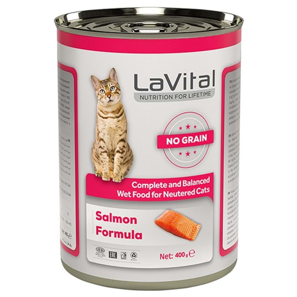 LaVital Sterilised Salmon Formula Somonlu Püre Kısırlaştırılmış Kedi Konservesi 400 Gr