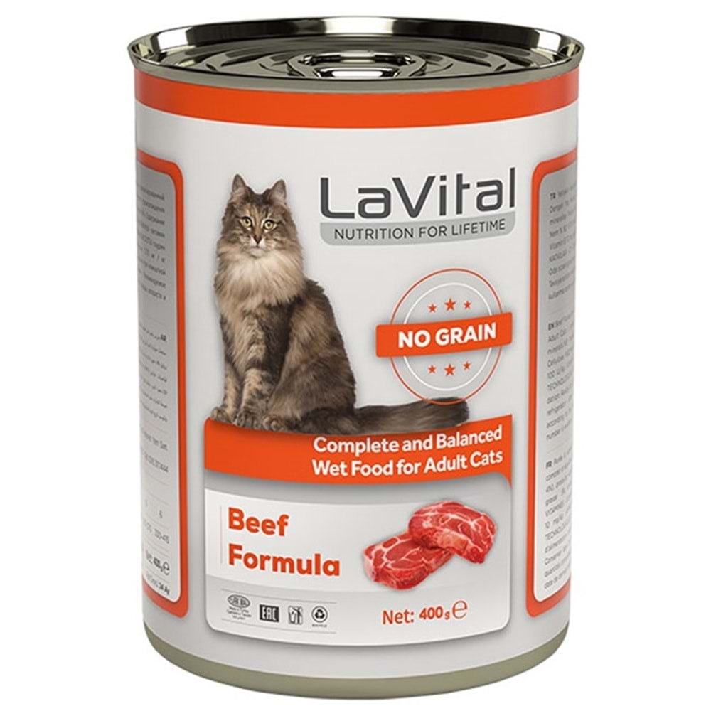 LaVital Adult Beef Formula Sığır Etli Püre Yetişkin Kedi Konservesi 400 Gr