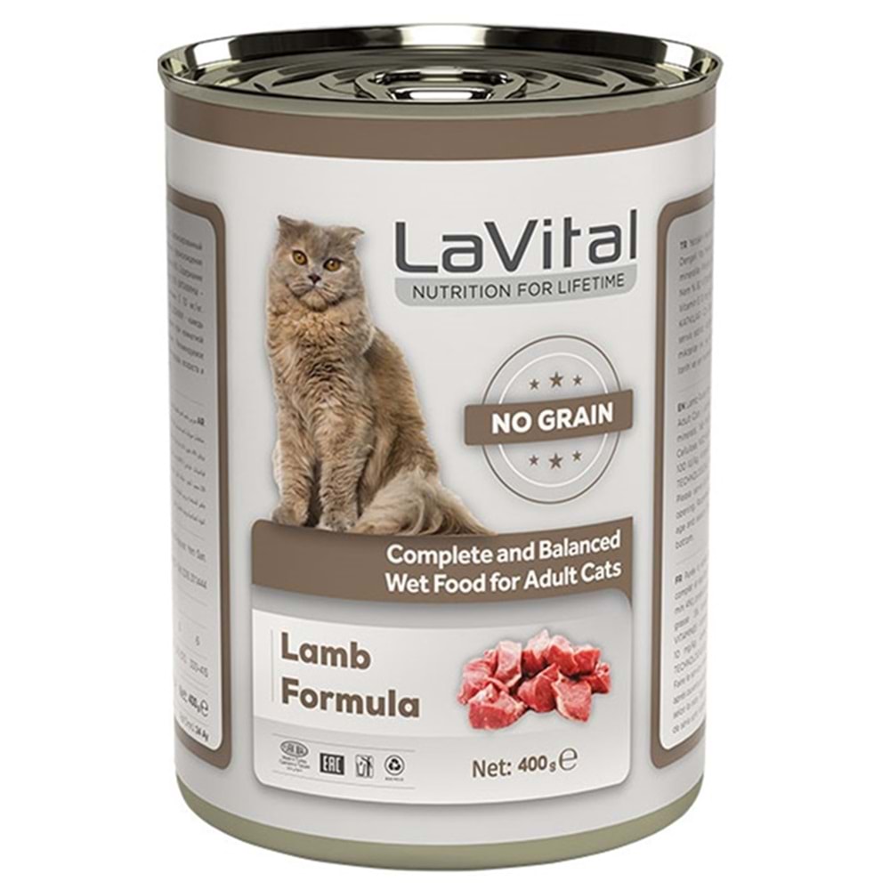 LaVital Adult Cat Lamb Formula Kuzu Etli Püre Yetişkin Kedi Konserve 400 Gr