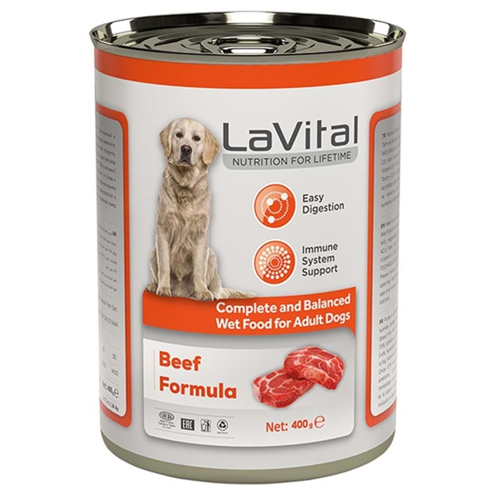 LaVital Adult Beef Formula Sığır Etli Püre Yetişkin Köpek Konservesi 400 Gr