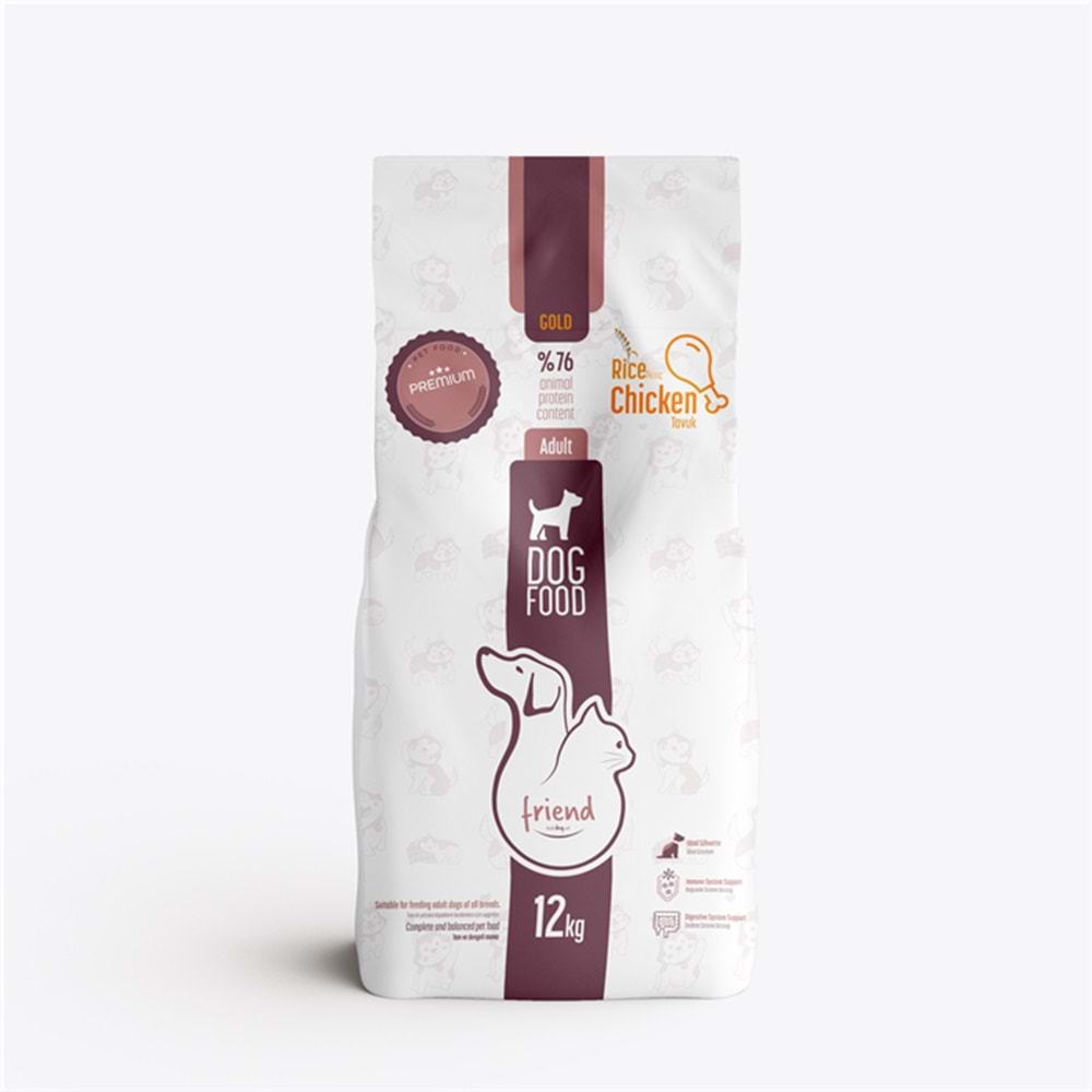 Friend Gold Adult Chicken Rice Tavuk Etli ve Pirinçli Yetişkin Köpek Maması 12 Kg