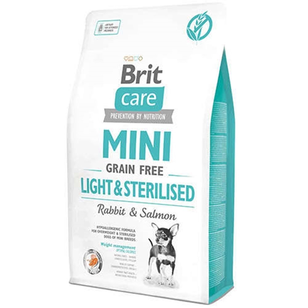 Brit Care Mini Light & Sterilised Fresh Rabbit & Salmon Grain Free Taze Tavşan Etli ve Somonlu Tahılsız Mini Irk Kısırlaştırılmış Köpek Maması 2 Kg