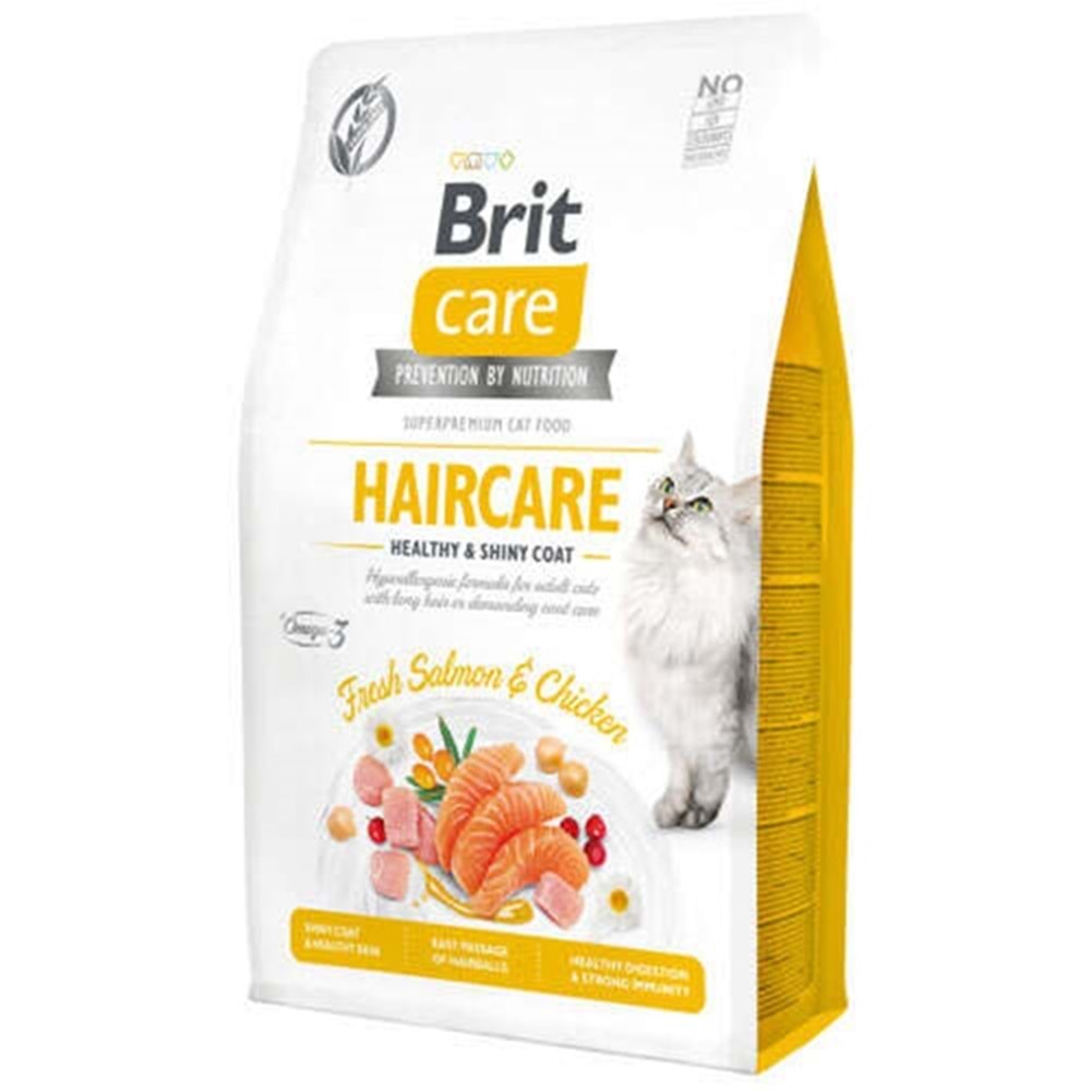 Brit Care Haircare Healthy Shiny Coat Fresh Salmon Chicken Taze Tavuk Etli ve Somonlu Tahılsız Kedi Maması 7 Kg
