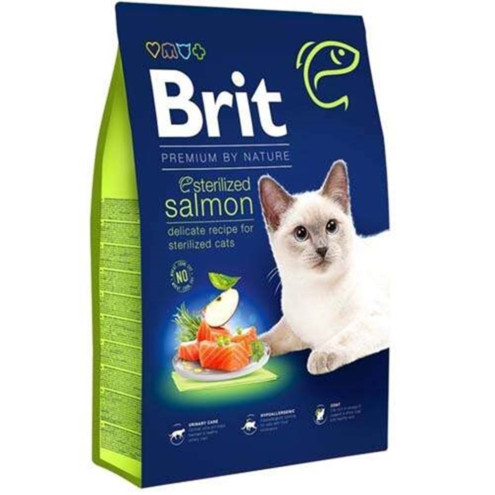 Brit Premium By Nature Adult Sterilized Salmon Somonlu Kısırlaştırılmış Yetişkin Kedi Maması 8 Kg