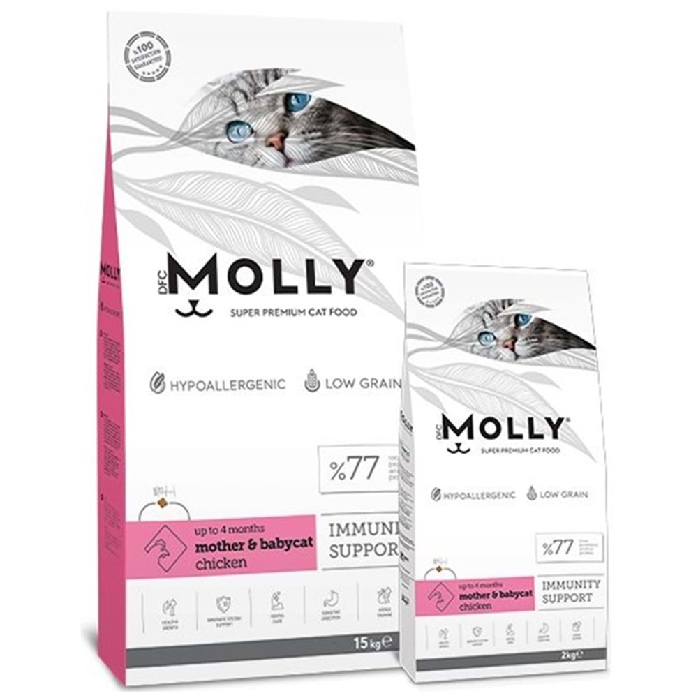 Molly Mother & Babycat Immunity Support Chicken Tavuk Etli Tahılsız Anne ve Yavru Kedi Maması 2 Kg