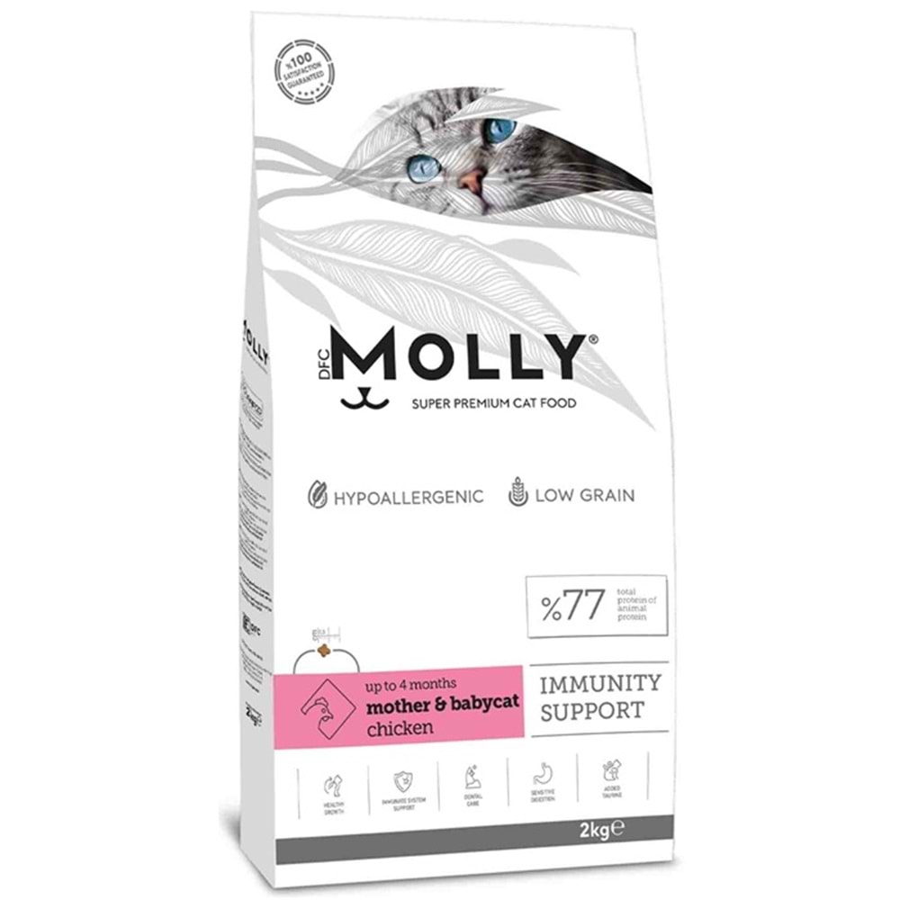 Molly Mother & Babycat Immunity Support Chicken Tavuk Etli Tahılsız Anne ve Yavru Kedi Maması 2 Kg