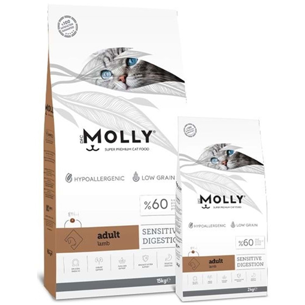 Molly Adult Sensitive Digestion Lamb Kuzu Etli Tahılsız Yetişkin Kedi Yetişkin Maması 2 Kg