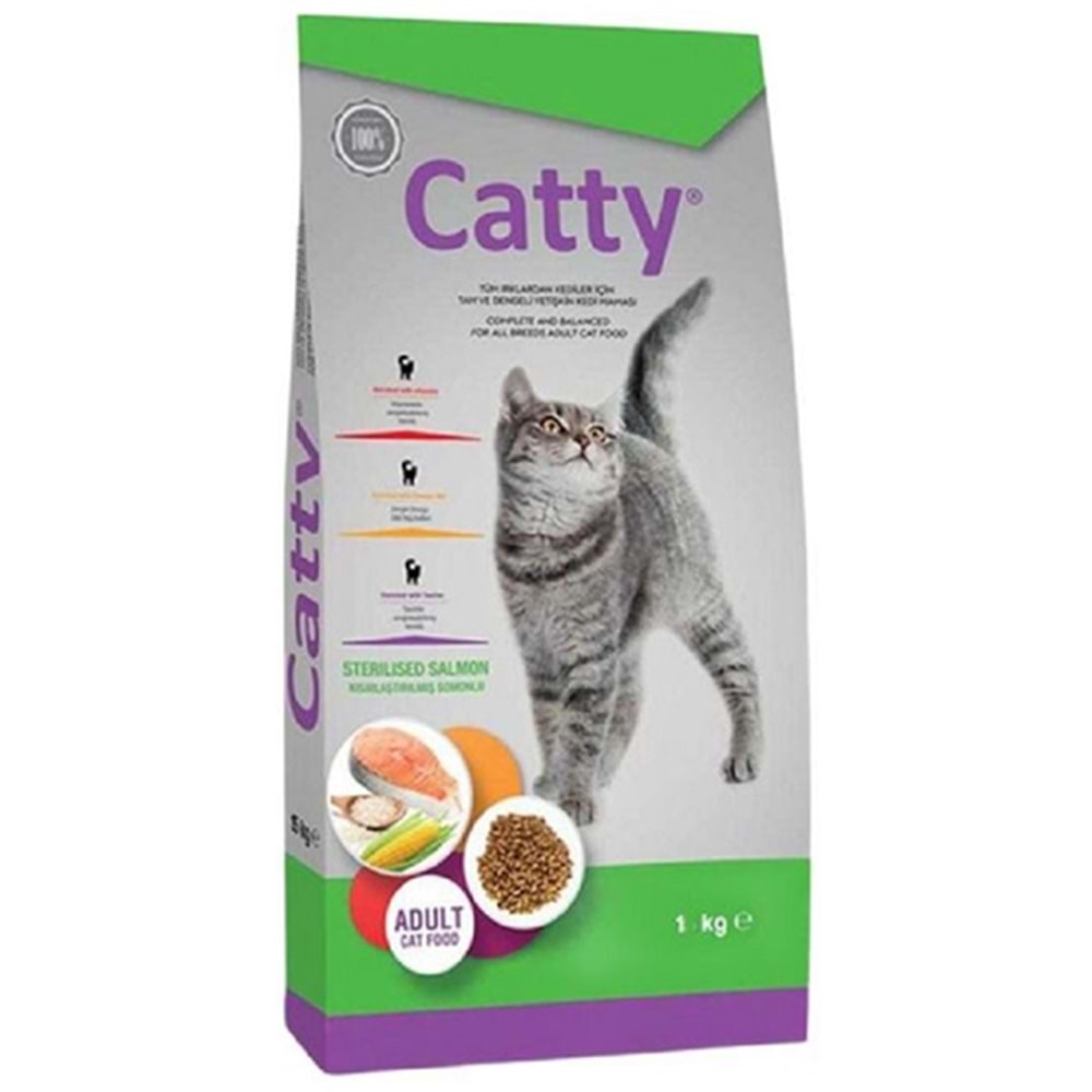 Catty Adult Light & Sterilised Salmon Somonlu Kısırlaştırılmış Kedi Maması 1 Kg
