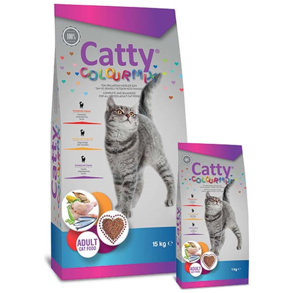 Catty Adult Colourmix Chicken Tavuk Etli Renkli Yetişkin Kedi Maması 1 Kg