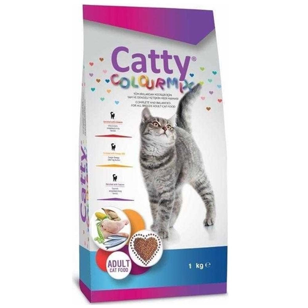 Catty Adult Colourmix Chicken Tavuk Etli Renkli Yetişkin Kedi Maması 1 Kg